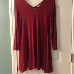 A. Byer Crimson Long Sleeved Dress w/ Laced back